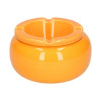 Stormasbak - oranje - rond - 11 cm - keramiek - asbak voor buiten - terras asbak