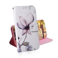 Magnolia bloem patroon gekleurde tekening horizontale Flip lederen case voor Galaxy J6 Plus met houder & card slots & portemonnee