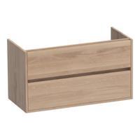 Brauer Adore - Onderkast - 100 cm - met 2 Softclose Lades Greeploos en 1 Sifon Uitsparing - Lamellen Eiken Naturel
