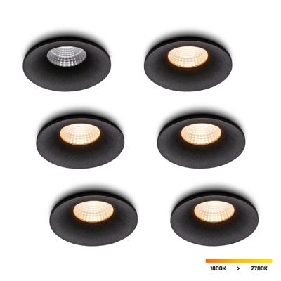 LED-inbouwspot set 6 stuks Villa zwart 5W dim-to-warm