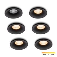 LED-inbouwspot set 6 stuks Villa zwart 5W dim-to-warm