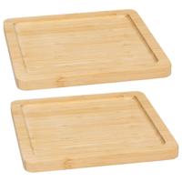 Serveerplankje voor hapjes/fingerfood  - 2x - 20 x 20 cm - bamboe hout - borrelplank - tapasplank