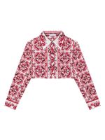 Dolce & Gabbana Kids chemise crop ceinturée à imprimé Majolica - Blanc