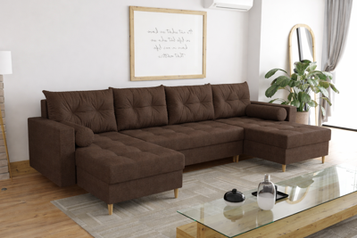 OP=OP Slaapbank met opbergruimte Mick | U-bank Bruin