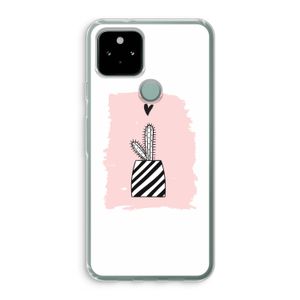 Zwart-wit cactus: Google Pixel 5 Transparant Hoesje