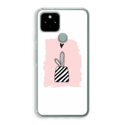 Zwart-wit cactus: Google Pixel 5 Transparant Hoesje