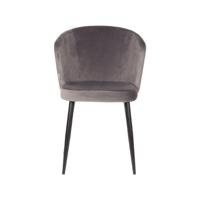 LABEL51 Eetkamerstoel Wave - Grijs - Fluweel - Black Frame
