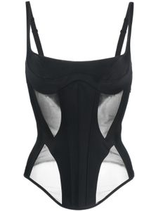 Mugler haut à empiècements transparents - Noir