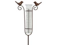 Regenmeter polyresin H115cm met vogels