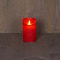 Batterijverlichting kaars wax rustiek bewegende vlam 7,5x12,5cm rood 3xaaa/timer - Anna's Collection