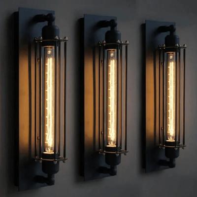 Wandlamp industrieel zwart &apos;Alex&apos; buislamp 50cm