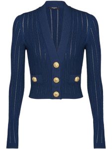 Balmain cardigan crop à col v - Bleu