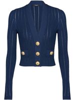 Balmain cardigan crop à col v - Bleu