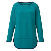 Fleece pullover met contrasterende randen van bio-katoen, petrol/nachtblauw Maat: 40/42