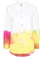 MSGM chemise en jean à imprimé tie-dye - Blanc