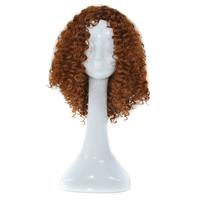 T191006 Europese en Amerikaanse pruik hoofddeksels met korte en kleine krullend haar voor vrouwen (licht bruin)