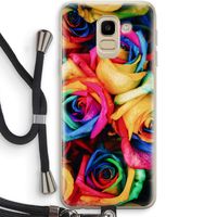 Neon bloemen: Samsung Galaxy J6 (2018) Transparant Hoesje met koord