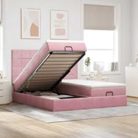 Ottoman bed met matrassen 160x200cm fluweel roze