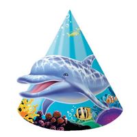 16x Stuks Oceaan Thema Verjaardag Feesthoedjes - Feestartikelen Kinder Feestje - thumbnail