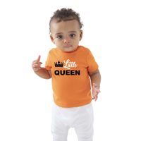 Little Queen Koningsdag t-shirt oranje baby - peuters / meisjes - thumbnail