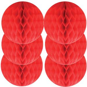 6x Papieren kerstballen rood 10 cm kerstversiering