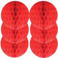 6x Papieren kerstballen rood 10 cm kerstversiering