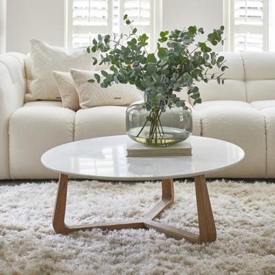 Rivièra Maison Ronde Salontafel 'Casone' Marmer en eikenhout, 90cm