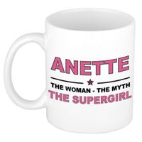 Naam cadeau mok/ beker Anette The woman, The myth the supergirl 300 ml   - - thumbnail