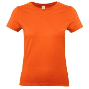 Set van 2x stuks basic dames t-shirt oranje met ronde hals, maat: 2XL (44)