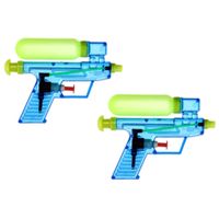 2x Waterpistool/waterpistolen blauw 15 cm