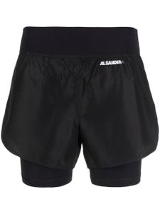 Jil Sander short superposé à logo imprimé - Noir