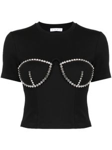 AREA t-shirt bustier à ornements en cristal - Noir