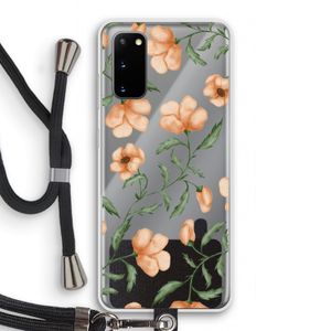 Peachy flowers: Samsung Galaxy S20 Transparant Hoesje met koord