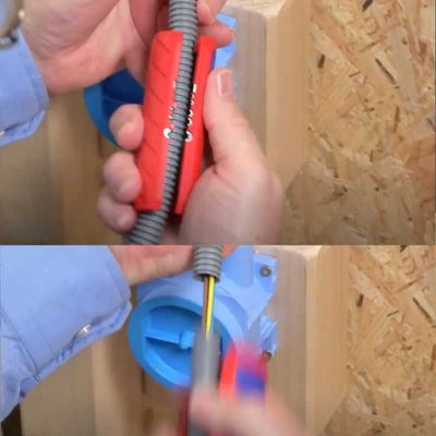 Flexbuis snijder voor het afkorten flexibele buis met en zonder draad in een handomdraai Knipex