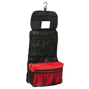 Reis toilettas/etui met ophanghaak zwart/rood 27 cm voor heren/dames - Toilettassen