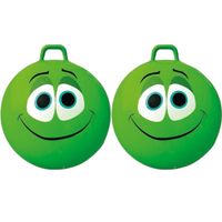 2x stuks groene skippybal smiley voor kinderen 65 cm