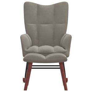 The Living Store Schommelfauteuil met voetenbank - fluweel - lichtgrijs - 61x78x98 cm