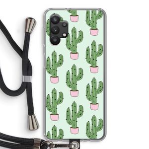 Cactus Lover: Samsung Galaxy A32 5G Transparant Hoesje met koord