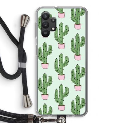 Cactus Lover: Samsung Galaxy A32 5G Transparant Hoesje met koord