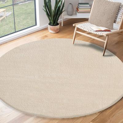 Karpet24 Loft - Luxe, Fluweelzacht Effen Vloerkleed in Beige, Modern & Stijlvol-Ø 200 cm rond