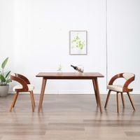 Eetkamerstoelen 2 st gebogen hout en kunstleer crmekleurig