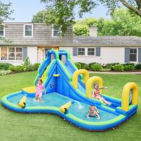 Springkasteel Opblaasbare Waterglijbaan met Blower Waterspeelcentrum met Glijbaan 478 x 366 x 242 cm