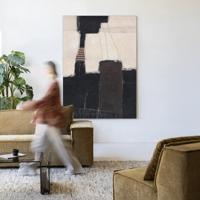 Urban Cotton Wandkleed 'Abstract 2' 110 x 145cm in Frame - black