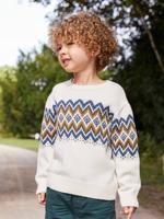 Jacquard trui voor jongens met lange mouwen ecru
