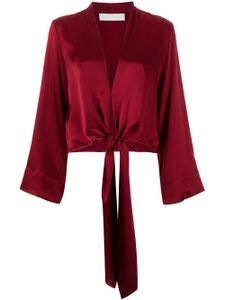 Michelle Mason blouse ceinturée à manches longues - Rouge