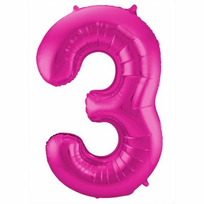 Folat Verjaardag Leeftijd folieballon - 3 jaar - roze - 86 cm - cijferballon groot Folat Verjaardag Leeftijd folieballon - 3 jaar - roze - 86 cm - cijferballon groot