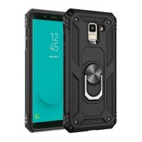 Armor schokbestendige TPU + PC beschermhoes voor Galaxy J6 (2018) met 360 graden rotatie houder (zwart)