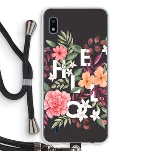 Hello in flowers: Samsung Galaxy A10 Transparant Hoesje met koord