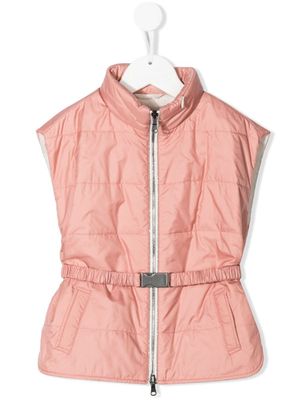 Brunello Cucinelli Kids gilet matelassé à taille ceinturée - Rose