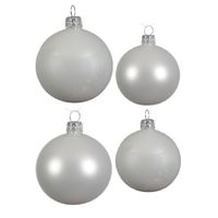 Glazen kerstballen pakket winter wit glans/mat 38x stuks 4 en 6 cm - thumbnail